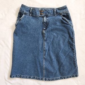 Vintage Y2K Denim Skirt Medium Blue Size 10 Crazy‎ Horse Double Button Vintage